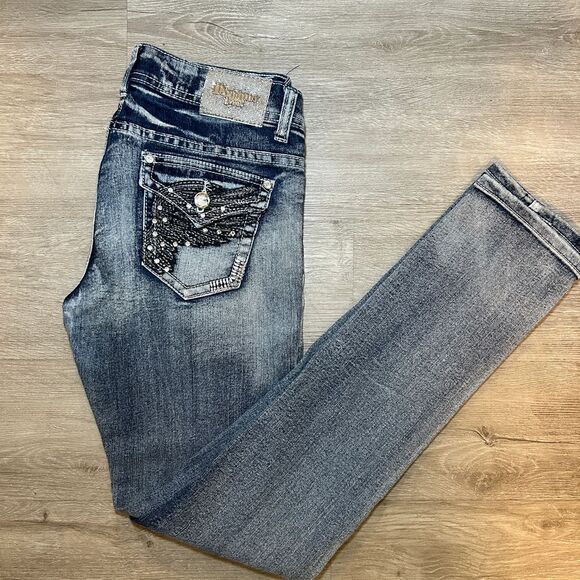 Montana Embellished Jewel Y2k Low Rise Womens‎ Jeans Size 5/6 - Picture 1 of 8
